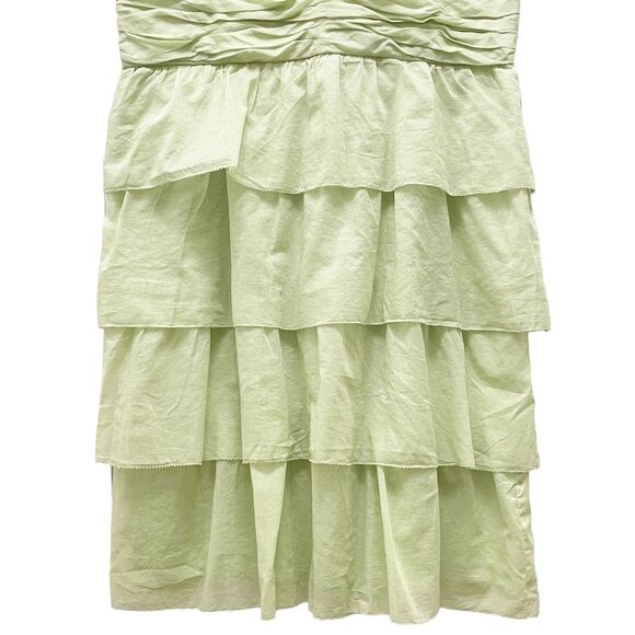NWT Talbots Sleeveless Dress Women's Size 14 Tiered Ruffled Cotton Celery Green - Picture 3 of 12